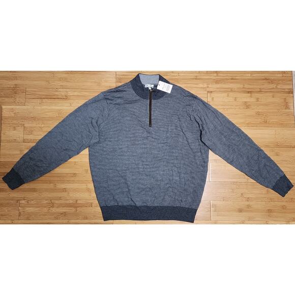 NWT Peter Millar Needle Stripe Wool Quarter Zip Sweater Gray Men's Size XXL 2XL - Picture 2 of 12